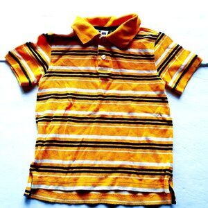 Gap Boys Shirt Polo Yellow Stripe Short Sleeve XS 4-5
